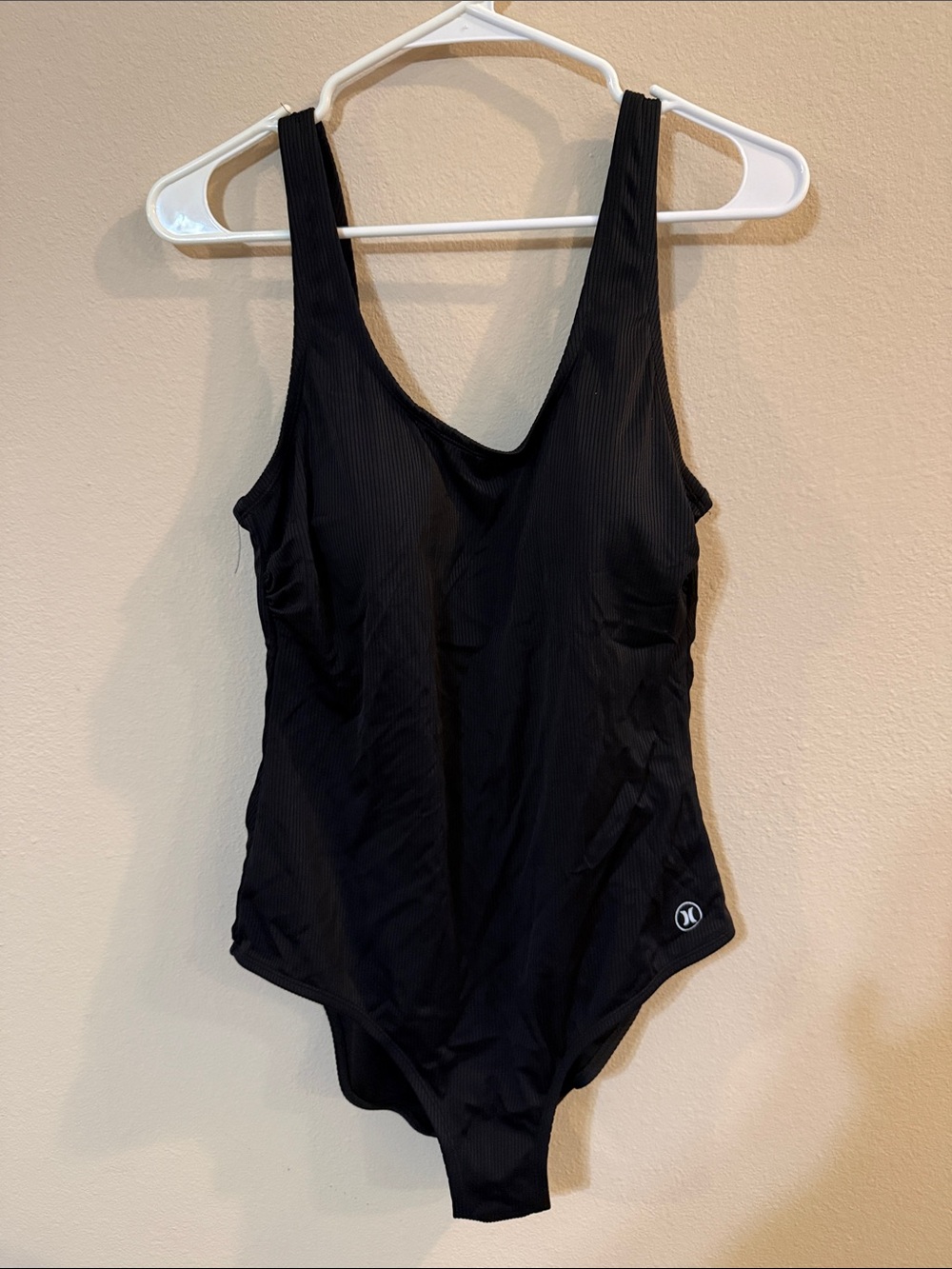 Hurley Black Ribbed Scoop-Back One-Piece Swim